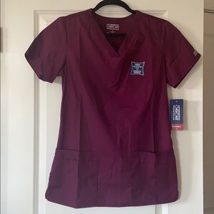 Brand New Cherokee Scrub Top- Small Maroon